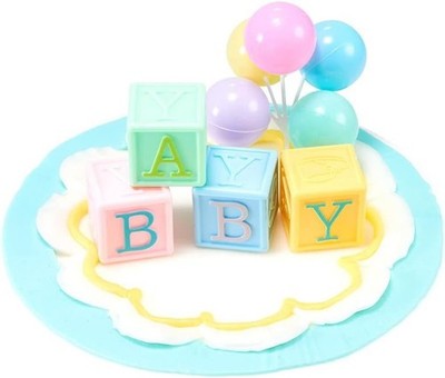 DecoPac B-A-B-Y Blocks DecoSet Cake Decoration Blue, Pink, Yellow New & Sealed 