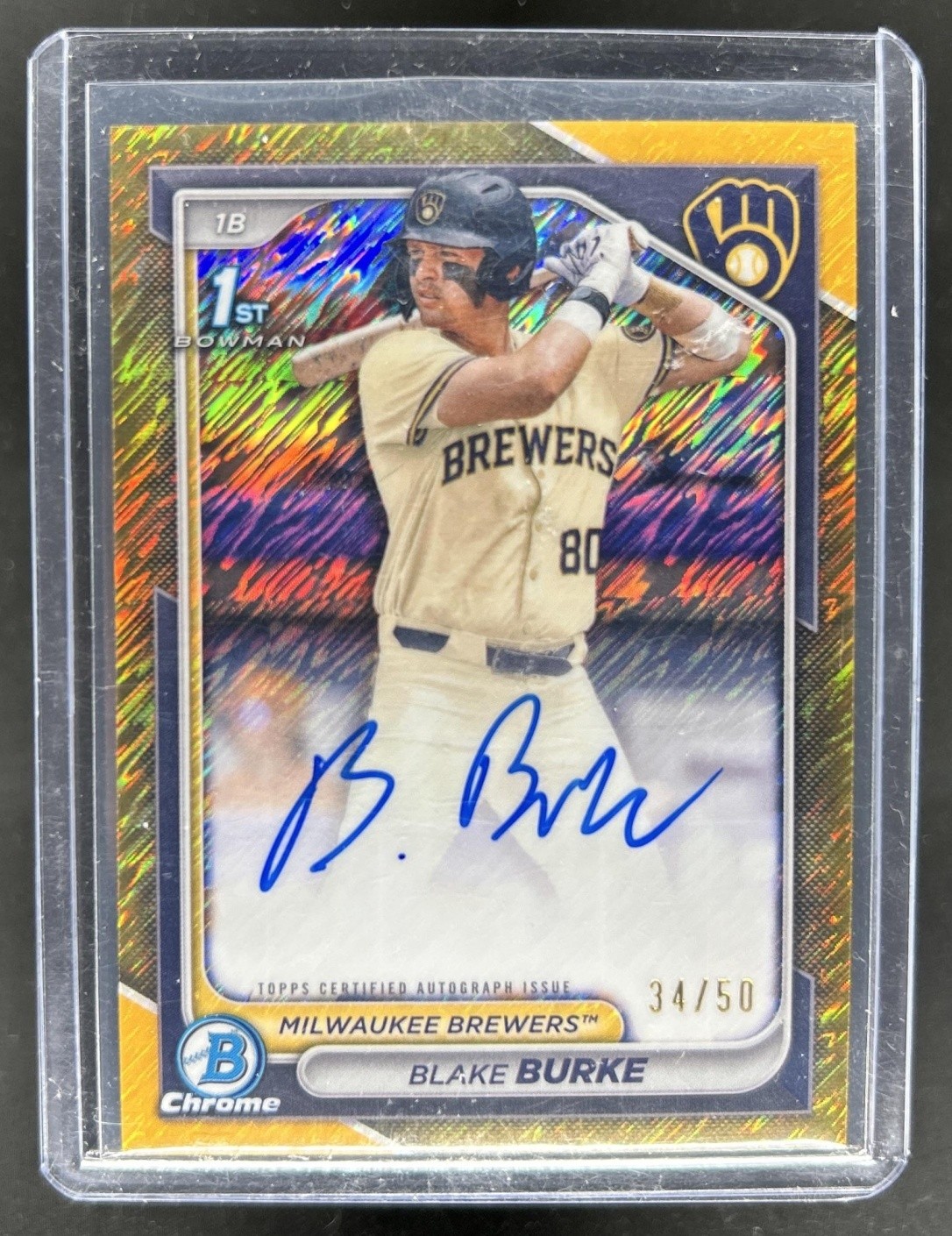 2024 Bowman Draft Blake Burke Chrome Auto Gold Shimmer Refractor 1st #/50