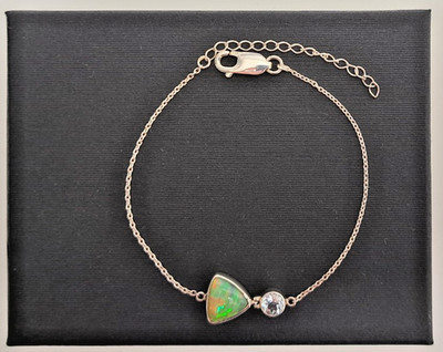 Silberarmband Damen mit echtem Opal und facettierten Aquamarin