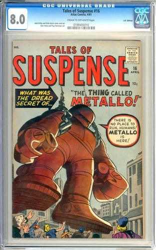 Tales of Suspense #16 High Grade Kirby Art Iron Man Prototype Atlas 1961 CGC 8.0