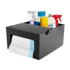 Trash Bag Dispenser, 2 in 1 Wooden Garbage Bag Container with Lid, Under Sink...