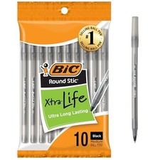 Pack of 10 Ballpoint Pen - Black Ink Ball Point Pens for Office Writing School
