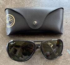 RAY-BAN Black Plastic Aviator Polarized Sunglasses Unisex With Case