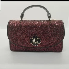 Kate Spade odette glitter black cherry mini top handle bag