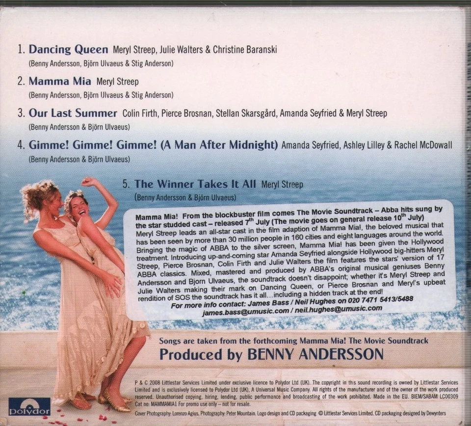 Various Artists Mamma Mia! CD UK Polydor 2008 Promo CD Mit Info Aufkleber - Bild 2 von 3