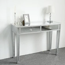 Mirrored Vanity Dressing Table 2 Drawers Makeup Bedroom Home Side Console Table