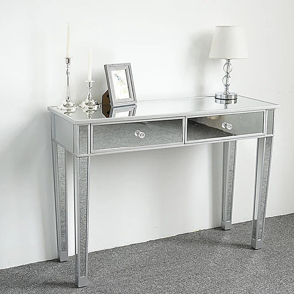 Mirrored Vanity Dressing Table 2 Drawers Makeup Bedroom Home Side Console Table
