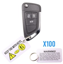 100 x Battery Warning Car Key Ring Tags