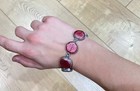 Red Glass Link Bracelet Vintage Sterling Toggle Clasp Italy Heavy Quality Look — photo 9