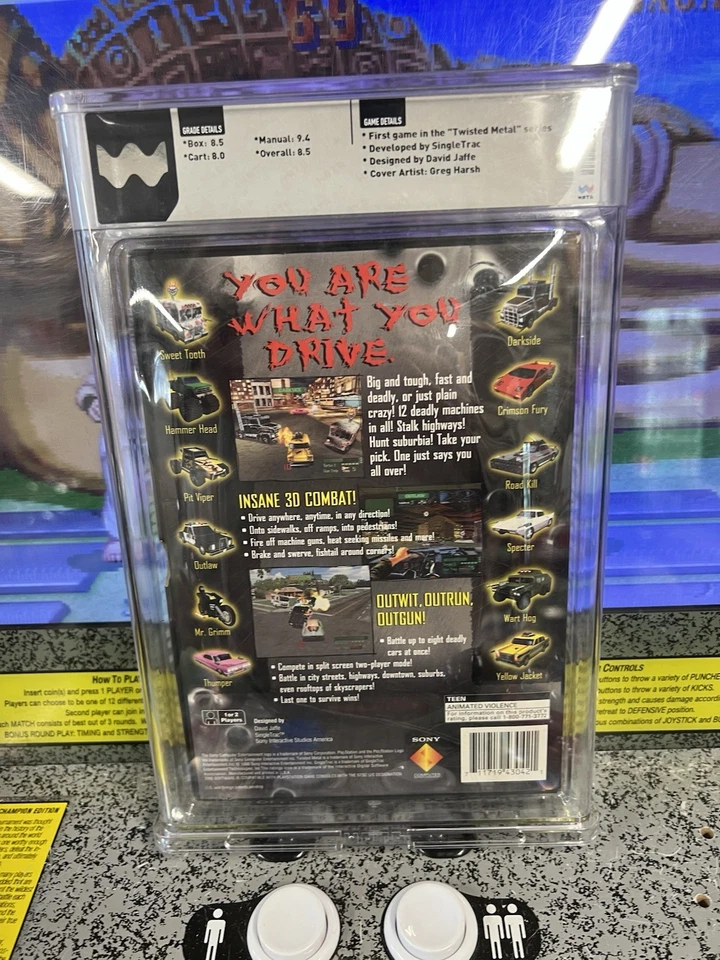 PS1 1995 Twisted Metal Long Box Longbox Graduado WATA CIB 8.5 ¡Completo 9.4 Manual! Foto 3 de 4