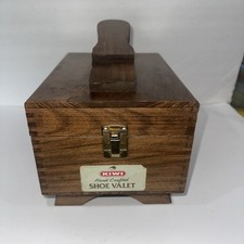 Vintage Wood KIWI Oak Shoe Server Shine Groomer /Kit Box Single Latch