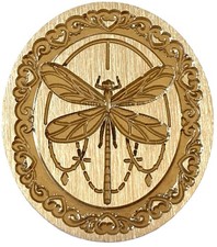 Dragonfly inside Fancy Hearts Scrolls Frame - oval Wax Seal Stamp Head