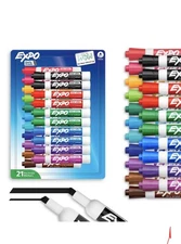 Expo 21pk Chisel Tip Dry Erase Markers - Multicolor Whiteboard Set