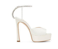 1295 Jimmy Choo Saeda 125 Bridal Platform Sandal Heels sz. 37.5