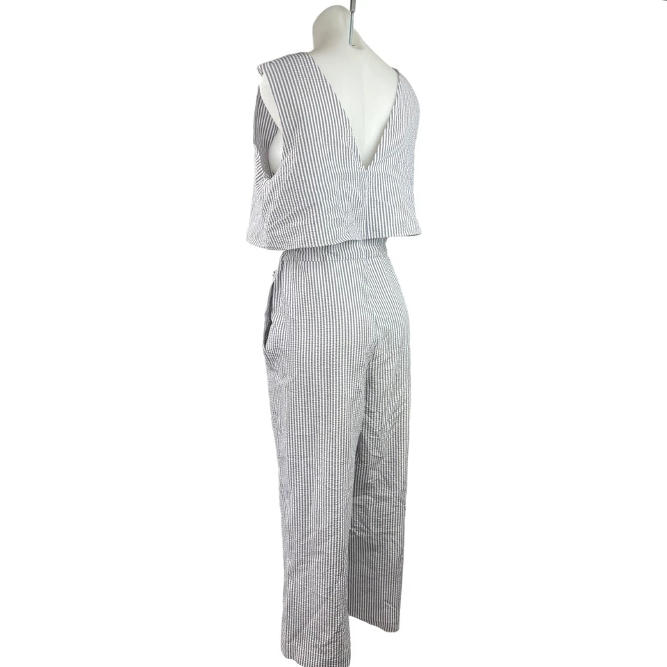 Mono de una pieza Zara para mujer azul a rayas cuello en V sin mangas con cordón talla M Foto 3 de 4