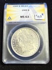 1900 MORGAN SILVER DOLLAR ANACS MS 63