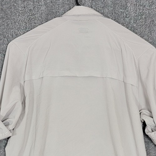 Merrell Shirt Mens XL Tan Stripe Button Up Long Sleeve Vented Hiking Fishing - Picture 9 of 17