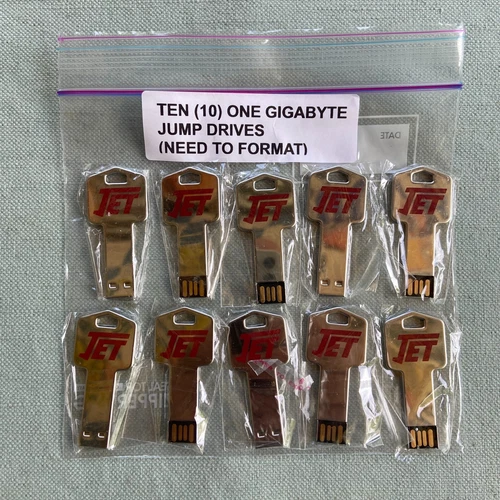 Jet Key Style 1 Gigabyte Jump USB Thumb Flash Drive Lot 10 Memory Stick Storage