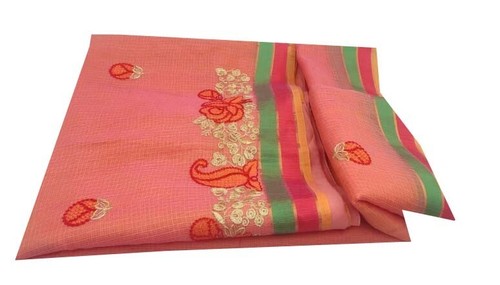 Sari Kota vintage cotone ricamato usato 5 iarde tessuto sari etnico artigianale 0038 - Foto 2 di 10