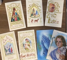 Religious Christmas Cards Legends Christian Vintage Lot Of 7 New Unused