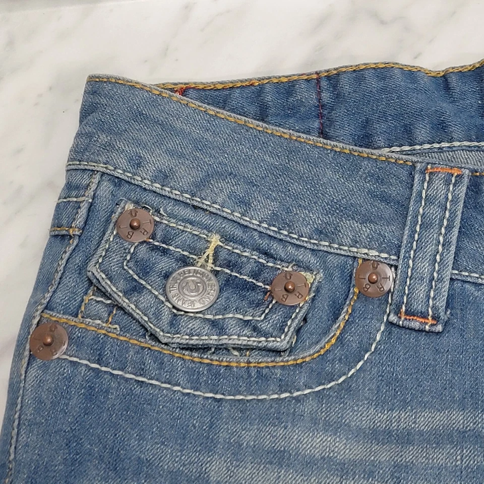 Pantalones Cortos Para Mujer Talla 27 TRUE RELIGION Solapa Sin Bolsillos Traseros Denim Nuevos con Etiquetas $298 Foto 4 de 4