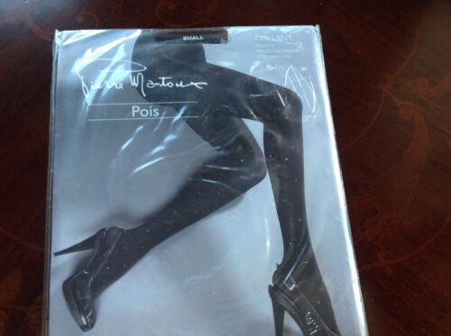 PIERRE MANTOUX TIGHTS "POIS" BLACK WITH WHITE DOTS SIZE-I/S NIP - Picture 1 of 3