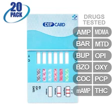 NEW Mintegrity Drug Test 12-Panel Dip Card Urine Home Kit 20-Pack #MI-WDOA-6124