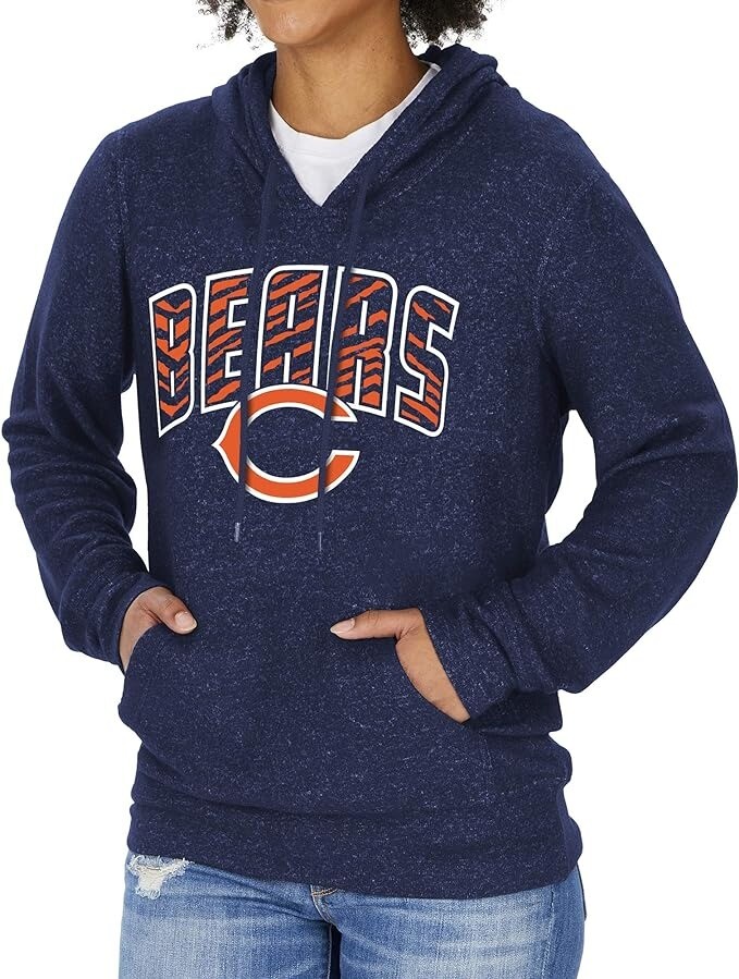 Мягкая толстовка с капюшоном из мрамора Zubaz NFL Womens Chicago Bears