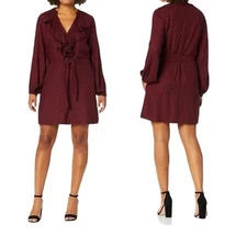 NWT PAIGE Isabelle Dress Rumba Red Check Raw Ruffle Size S