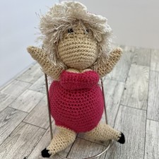 Hand-Crocheted 9" Doll, Exaggerated chest and behind