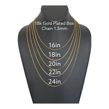 Stainless Steel Gold Plated  Box Chain 1.5mm Unisex Hip Hop Jewelry, 16-24in