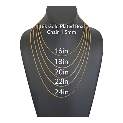 Stainless Steel Gold Plated Box Chain 1.5mm Unisex Hip Hop Jewelry, 16 ...