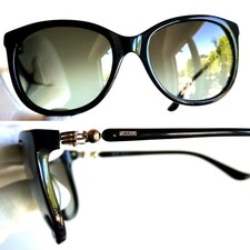 occhiali da sole MOSCHINO MO67101 sunglasses black gold 3 rings cateye vintage