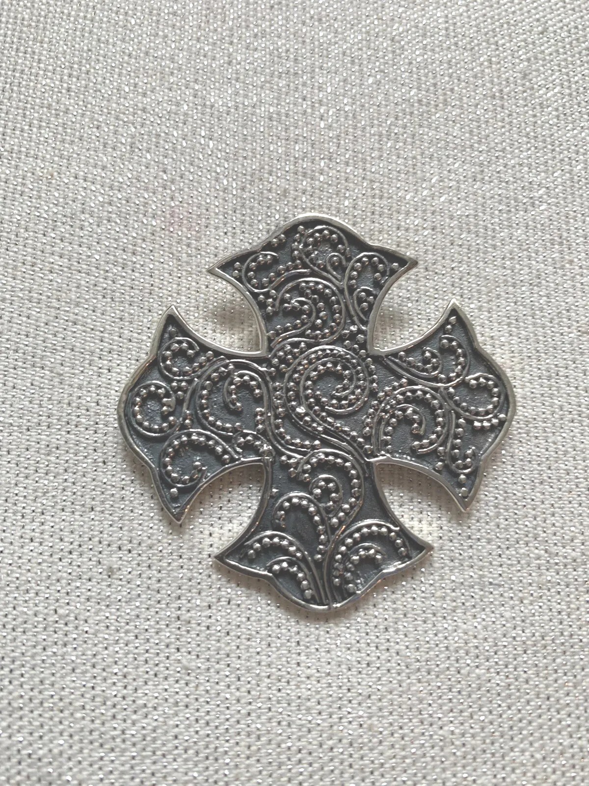 Vintage Maltese Cross Pendant Sterling Silver 925 - Gem