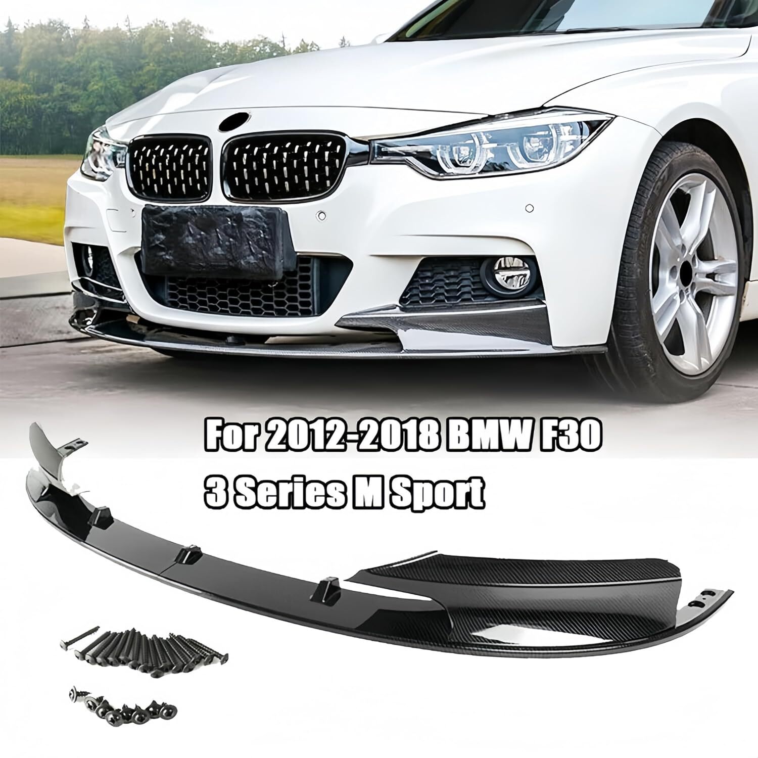 CARBON LOOK FRONT BUMPER LIP SPLITTER SPOILER FOR BMW 3 SERIES F30 F31 M SPORT