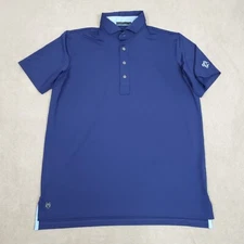 Greyson Polo Shirt Mens Medium Blue Short Sleeve Performance Stretch Golf Casual