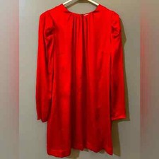 NINE WEST RED shift dress long sleeve size XS Euc