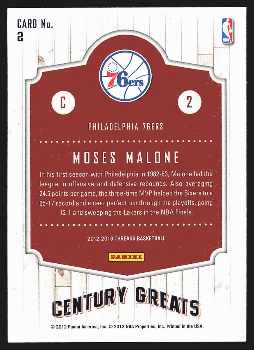 2012-13 Panini Threads #2 Moses Malone Century Greats | eBay