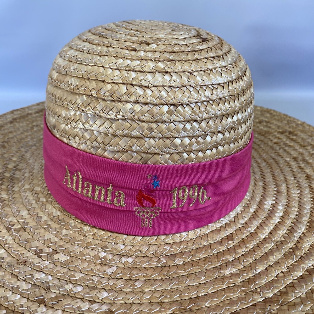 Vintage Atlanta 1996 Olympics Embroidered Straw Sun Hat with Teal Trim il_fullxfull.7247501523_gn8q.jpg main image 2