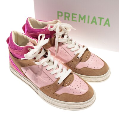 Premiata NWB Mid Quinn Sneakers Size 39 7.5 US In White Pinks & Brown