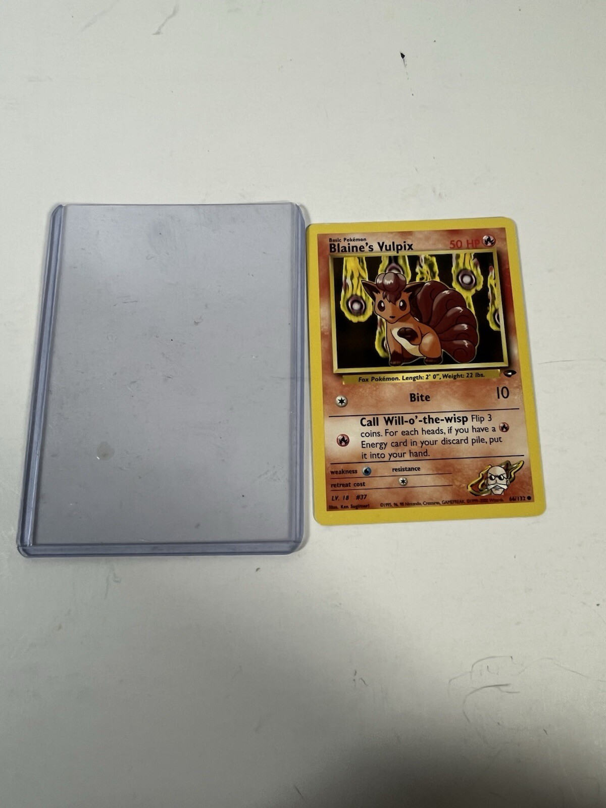 Blaine's Vulpix 66/132 Pokemon Card w/protective Case