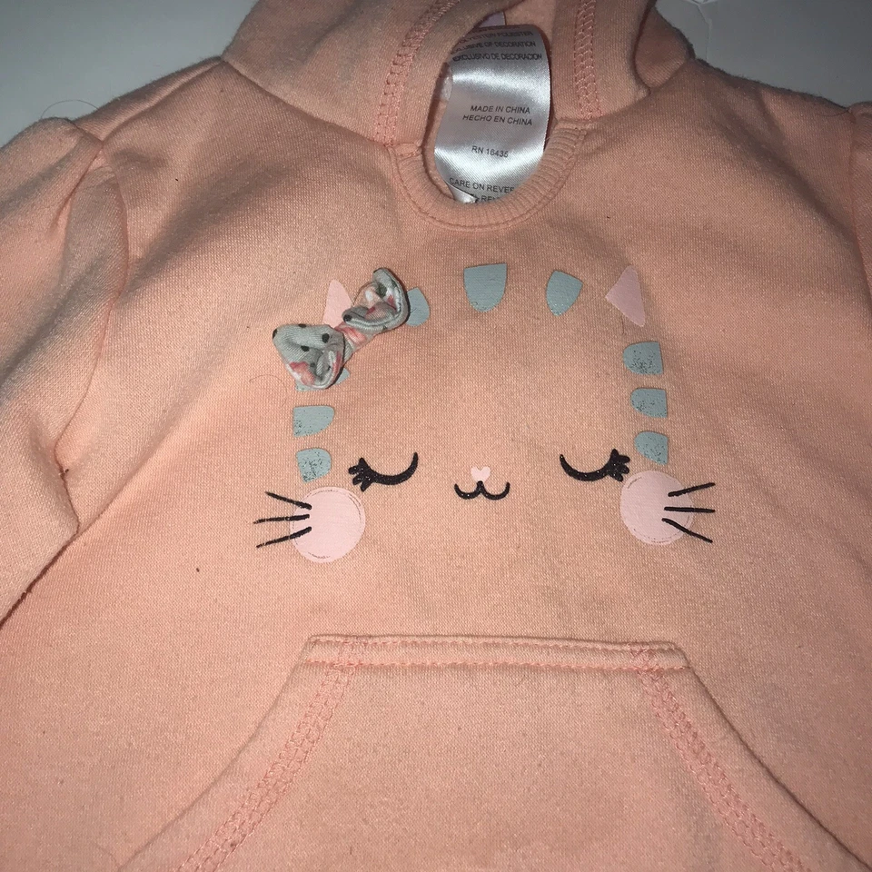 Nanette Kids 18m Cat face with Bow, peach Hoodie - Image 2 of 4