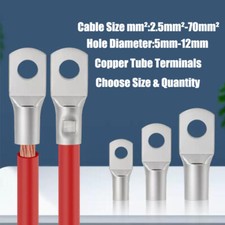 2.5MM -70MM Copper Tube Terminals Terminal Battery Welding Cable Lug Ring Crimp