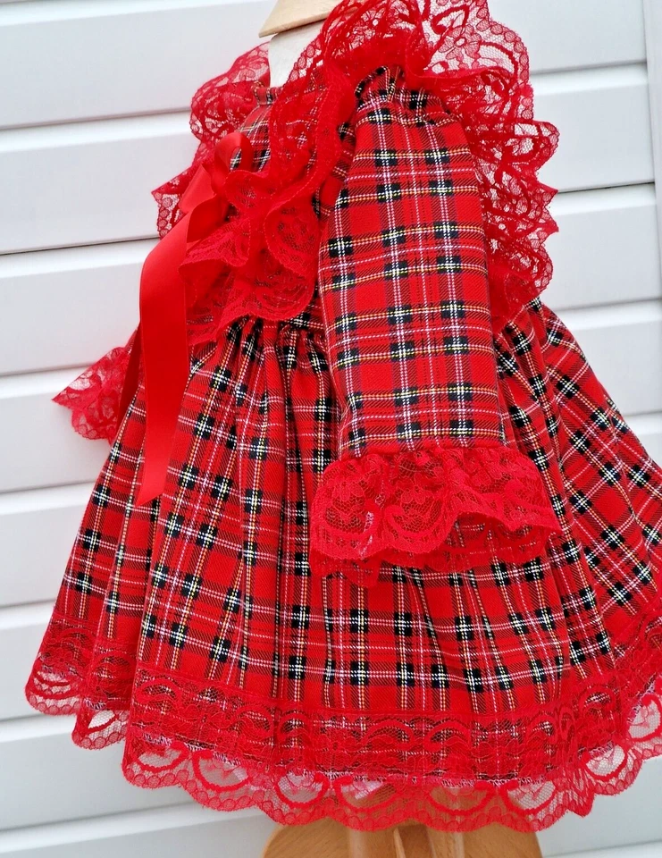 DREAM 0-8 years BABY GIRL Red Royal stewart tartan xmas traditional lined  dress - Image 4 of 4