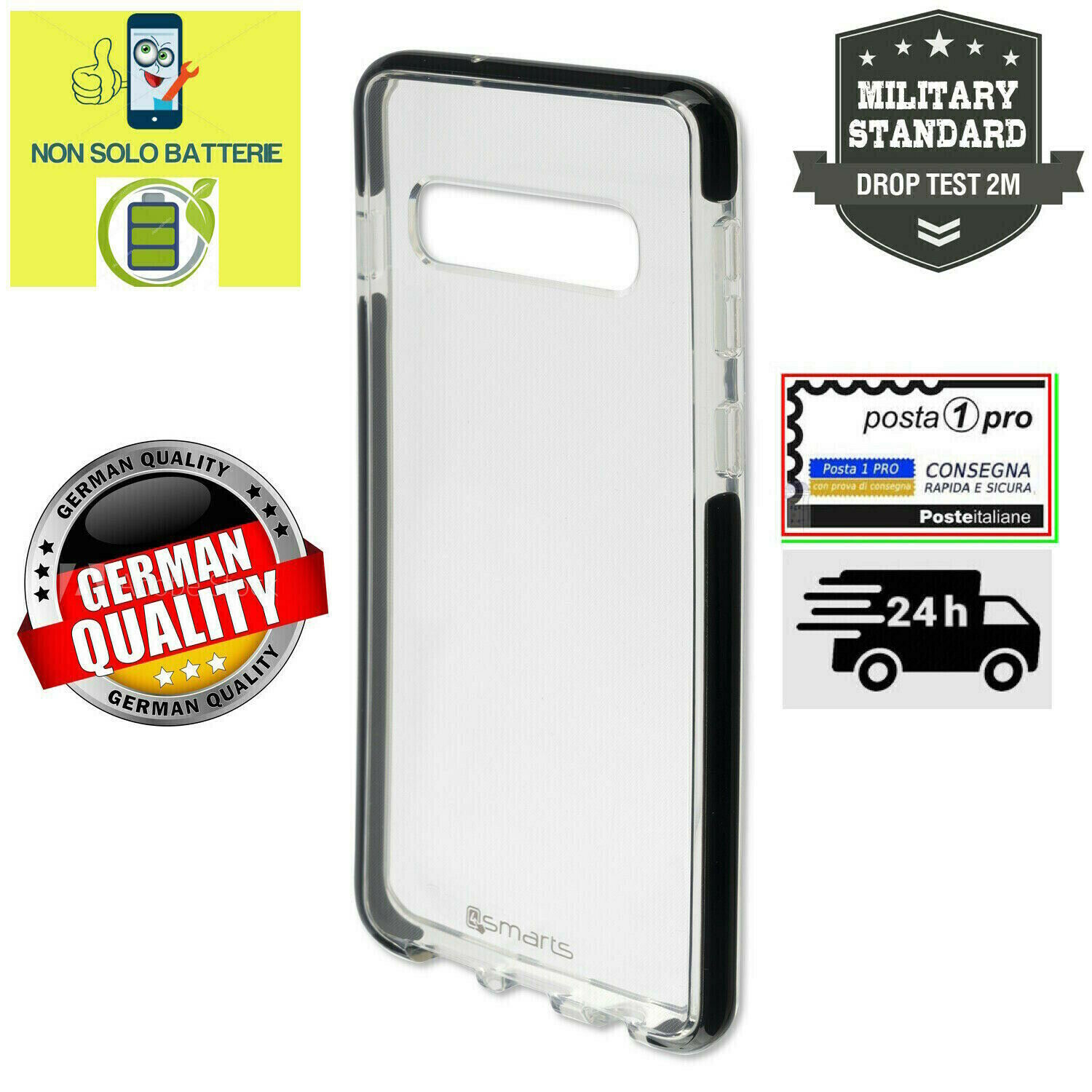 4smarts Soft Cover CUSTODIA MILITARE AIRY-SHIELD PER Samsung Galaxy S10+ NERA