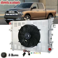 3 Row Radiator Shroud Fan Kits For 2009-2018 10 Dodge Ram 1500 2500 3.7/4.7/5.7L