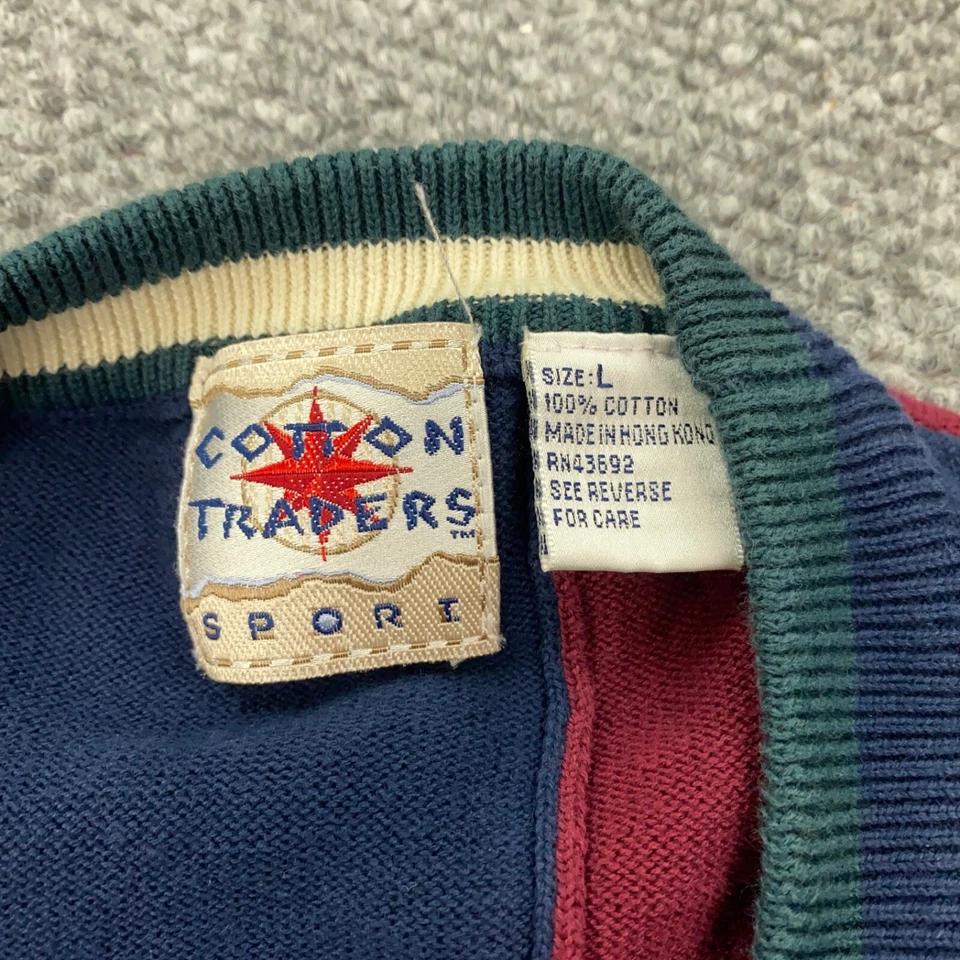 Винтажный хлопок трейдеров Sport свитер мужской большой гольф пэчворк 90-х Colorblock - Изображение 4 из 4