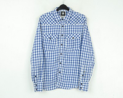 G STAR RAW Johny Western Shirt Mens L Casual Button Up Long Sleeve Plaid Check