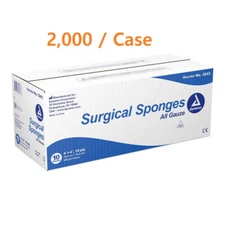 2000 Ct. Dynarex Gauze Sponges 4 X 4"  12-Ply Gauze Pads Cotton gauze 12ply 3243