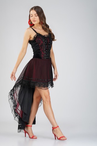 Gothic Long Corset Dress Halloween Costume Prom Party Diff Colors & Sizes - Foto 4 di 46